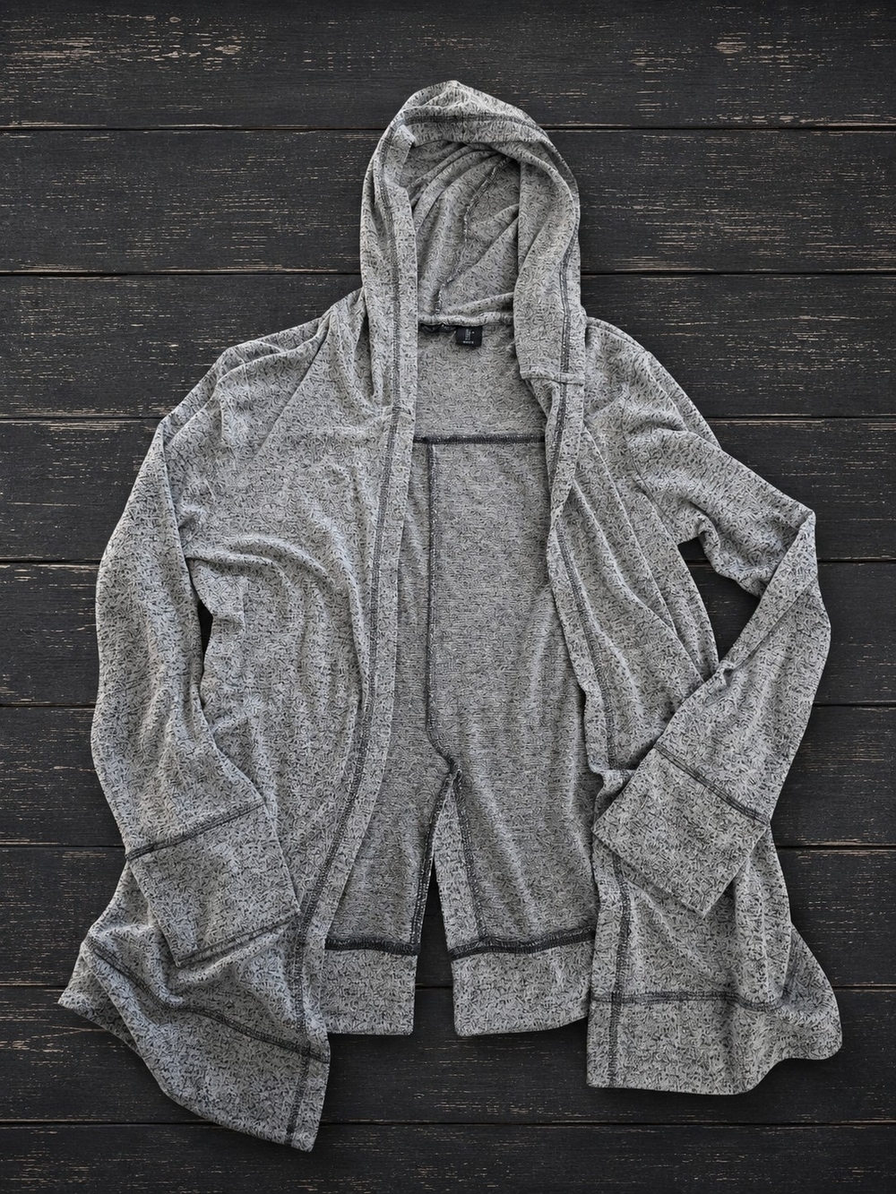 Willi Smith Heather Gray Open-Front Hooded Cardigan